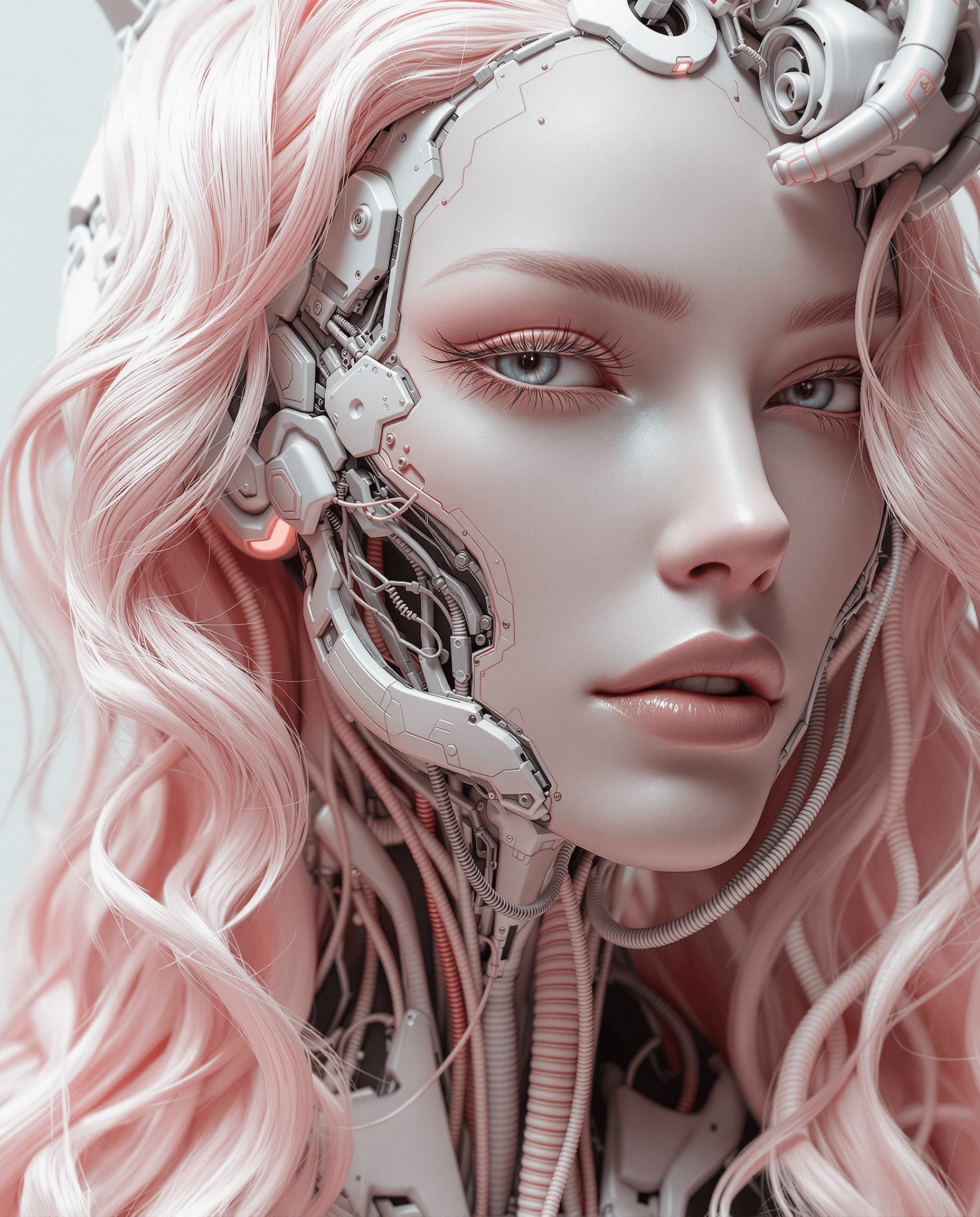 AI generated: Character Sheet, Long wavy,light pink hair,complex 3d render ultra detailed of a beautiful porcelain...