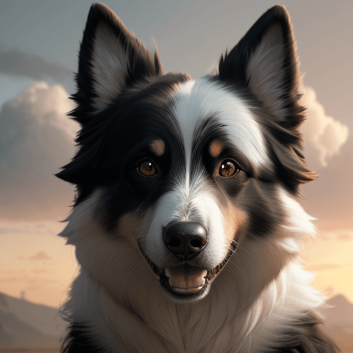 AI generated: Photo of a ultra realistic de un perro border collie, color negro y blanco, pale sunrise, cinematic ...