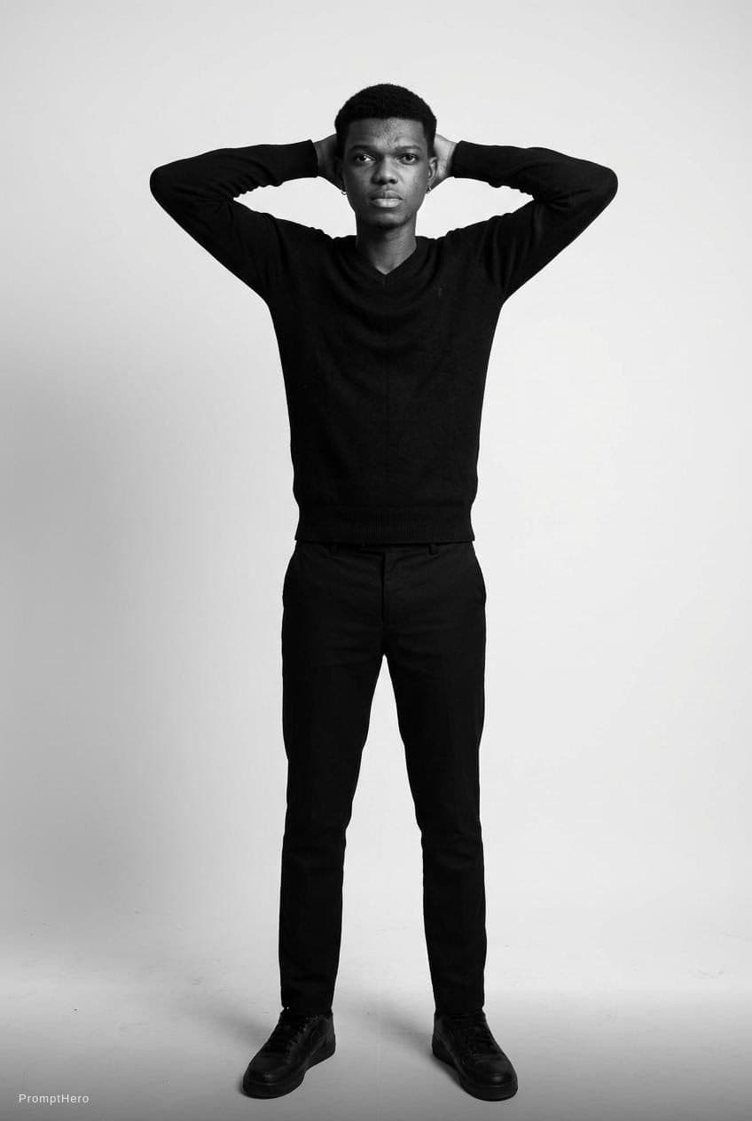 AI generated: create a full-body portrait prompt inspired by the uploaded image, you would describe a male model i...