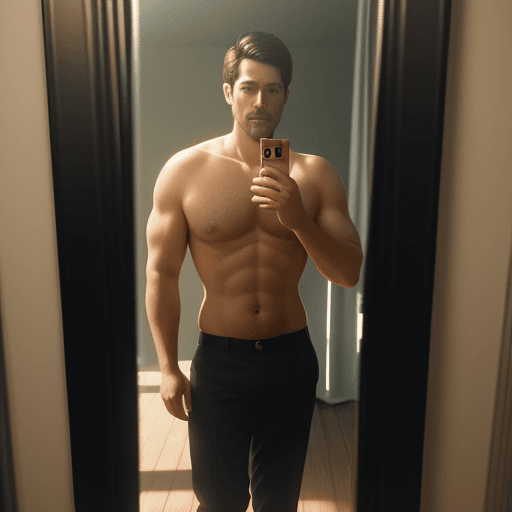 AI generated: Full body shot, hyper-realistic photo, handsome man in the nude, ray tracing, perfect yes, photo on ...