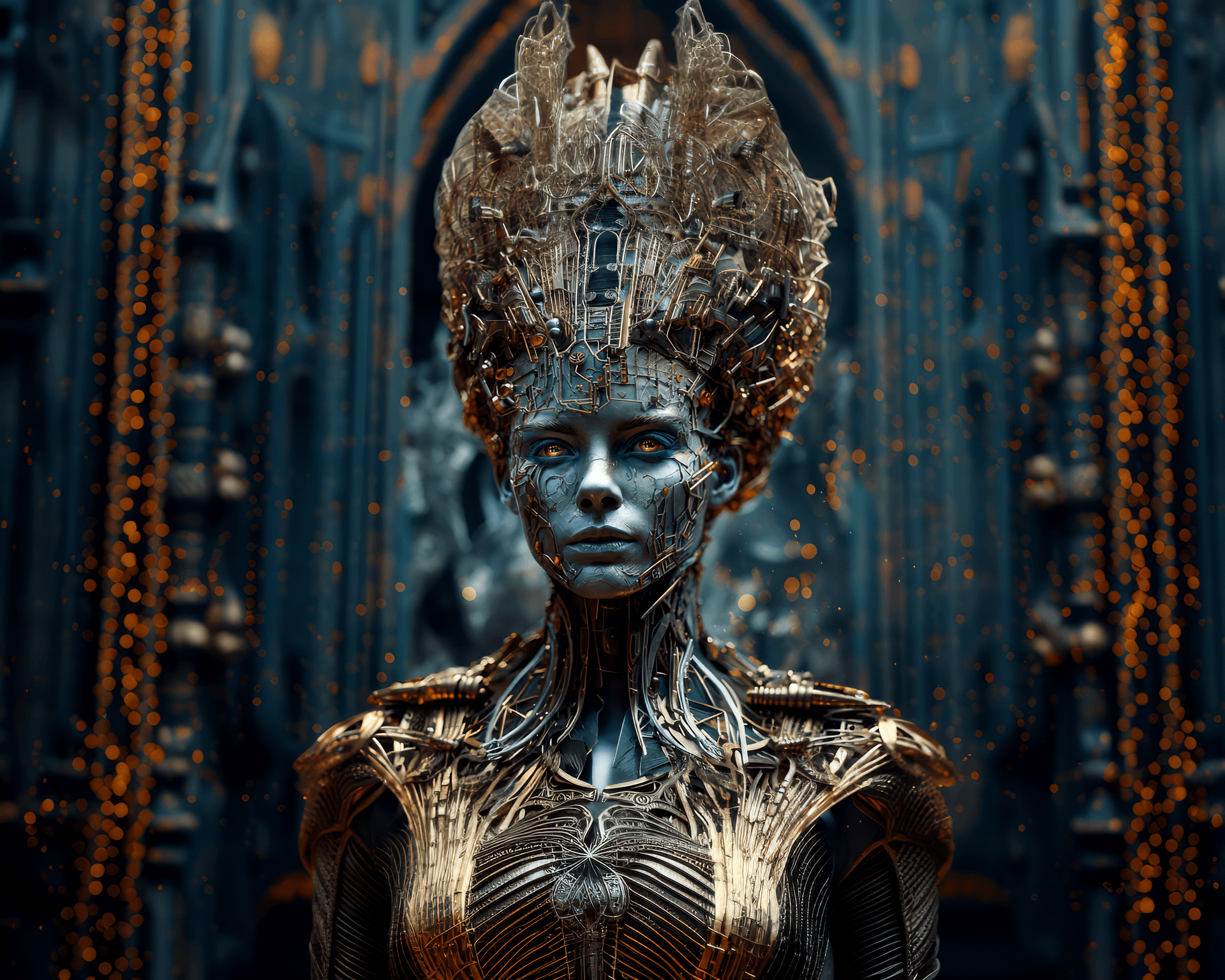 AI generated: large pile of metal with a head on top, in the style of sci-fi spectacle, detailed atmospheric portr...