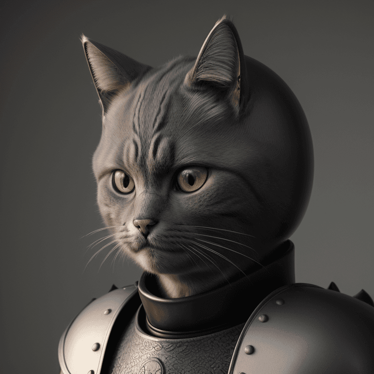 AI generated: A close-up of a cat wearing a helmet| a furry art samurai portrait photo that is a cute 3D render