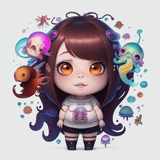 AI generated: chibi cartoon image of a chubby girl, another short girl with freckles, a brunette, both funny, and ...