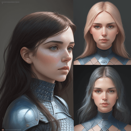 AI generated: a 2 by 2 grid of 4 portraits of women, romanesque, pop inspo, michael malm, close-up shots, the blue...