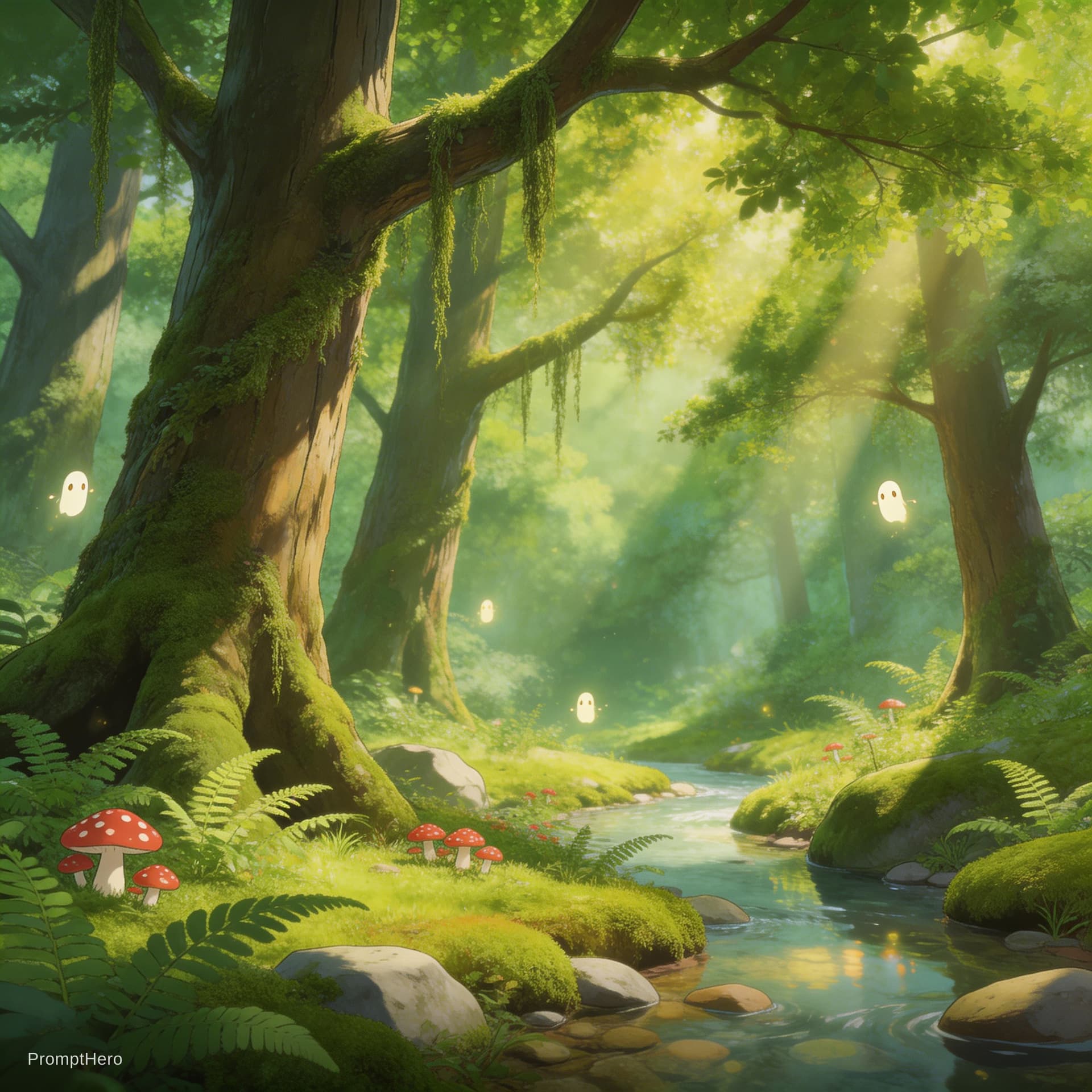 AI generated: Studio Ghibli style forest scene