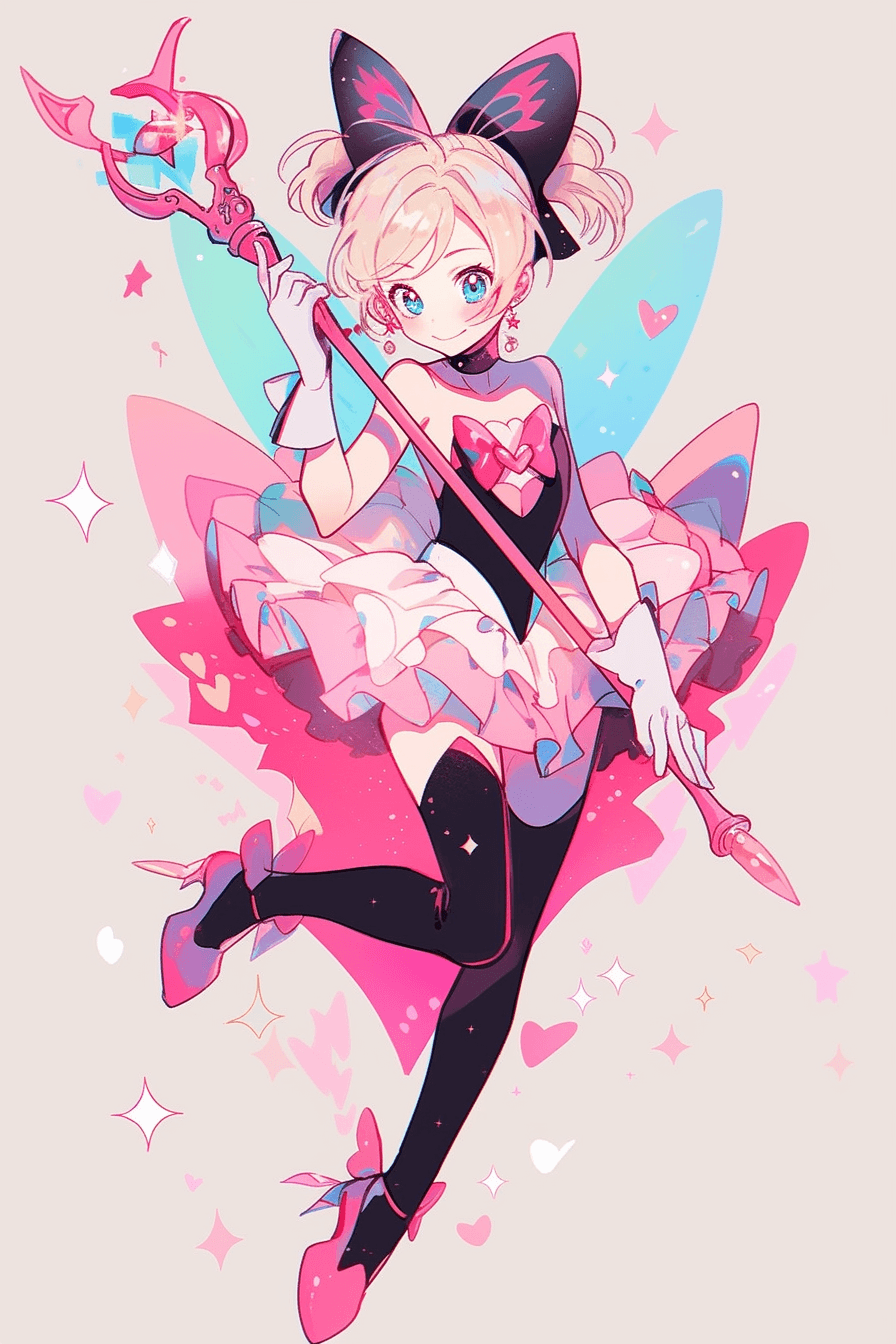 AI generated: waist up, digital half body portrait of a magical girl from a popular manga, striking a confident po...