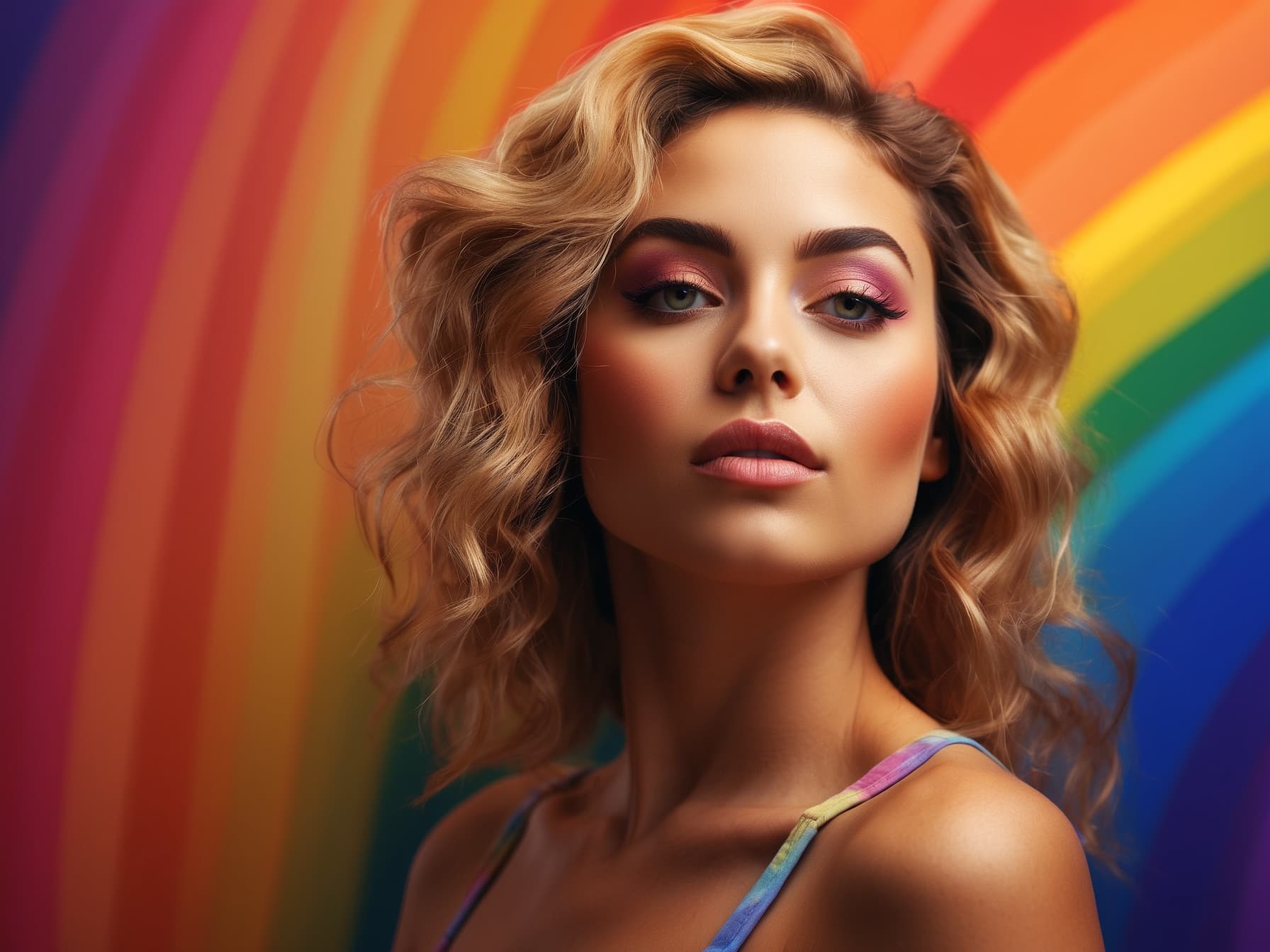 AI generated: a painting of a woman with colorful hair, an airbrush painting by Jan Tengnagel, featured on cg soci...