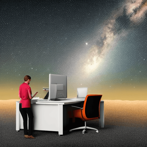 AI generated: 9 to 5 employee working in open space with stars 

