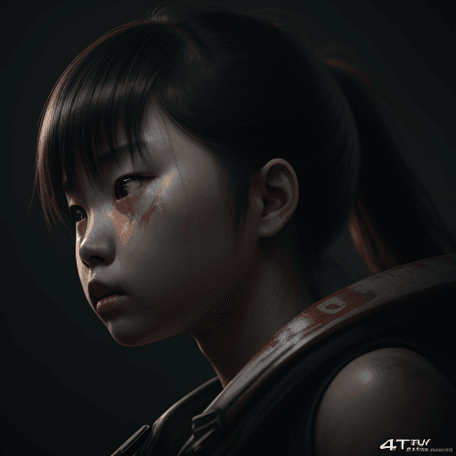 AI generated: Photo of an asian girl, cinematic lighting, battered, low angle, trending on artstation, 4k, hyper r...