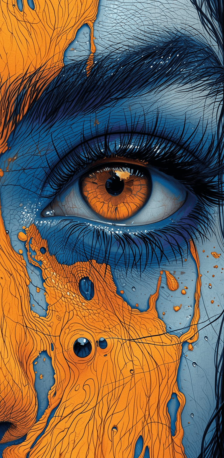 AI generated: doodle art 3D, in the style of pop art-inspired portraits, interference patterns, light sky-blue and...
