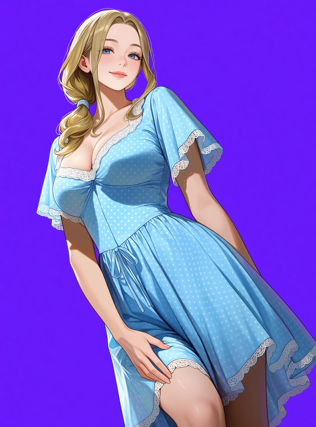 【COSTUME】Blue Polka Dot Dress - Image 3