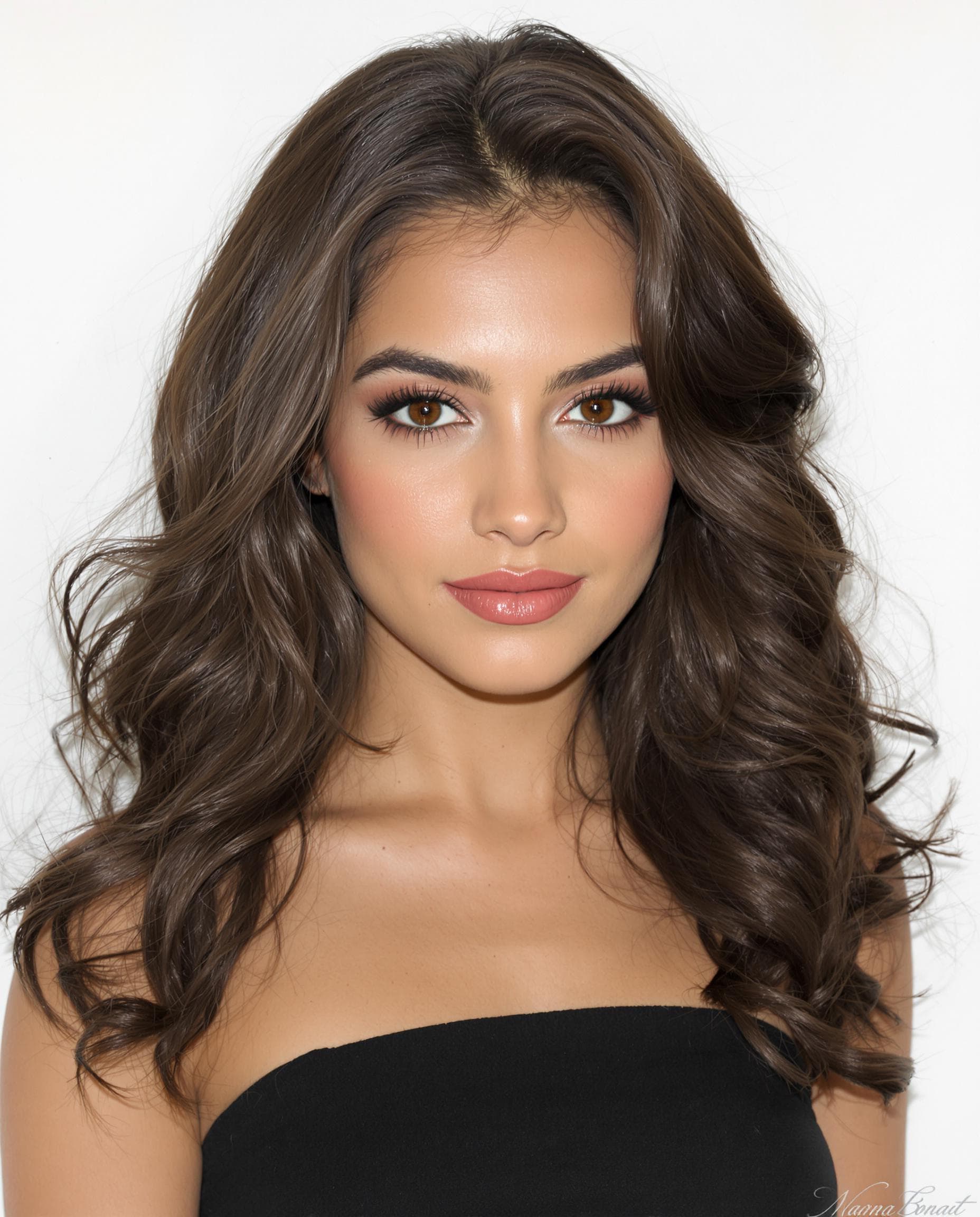 AI generated: A highly detailed, ultra-realistic portrait of a 22-year-old young Brunette women . She has deep bro...