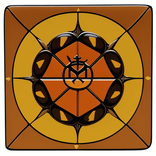 AI generated: A rectangular emblem with rounded corners representing a minor god of trade, travel and prosperity. ...