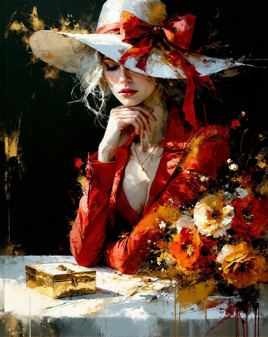 AI generated: A minimalist and textured canvas with free, expressive brushstrokes captures the essence of a myster...