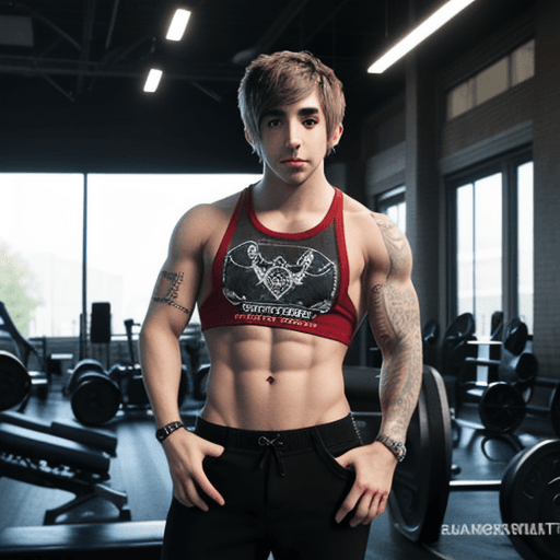 AI generated: Alex Gaskarth as a bodybuilder
