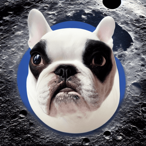 AI generated: close-up full body, cute little French Bulldog in the moon, (expressive deep set [symmetrical eyes],...