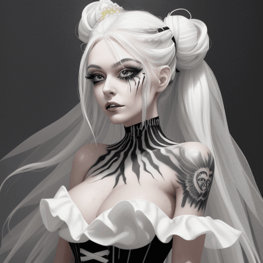 AI generated: Create a vibrant airbrushed wet oil painting of a beautiful long blonde and white hair with long las...