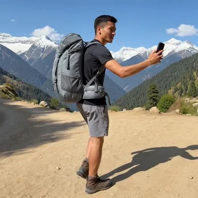 AI generated video: A slim guy walking traking in a nepal moutain 