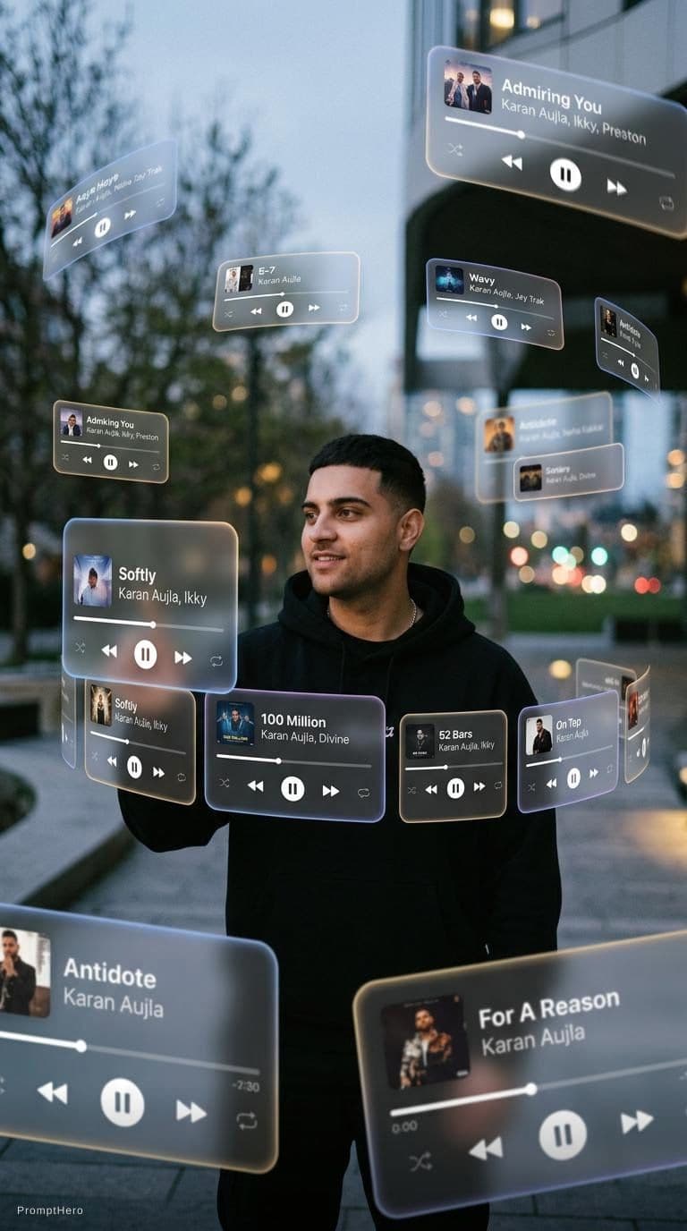 AI generated: A cinematic, dreamlike AR visual featuring a central 151 photorealistic person surrounded by floatin...