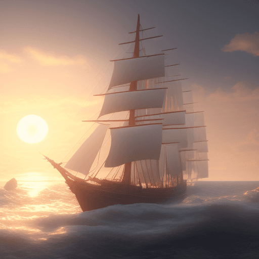 AI generated: Photo of a ultra realistic sailing ship, dramatic light, pale sunrise, cinematic lighting, battered,...