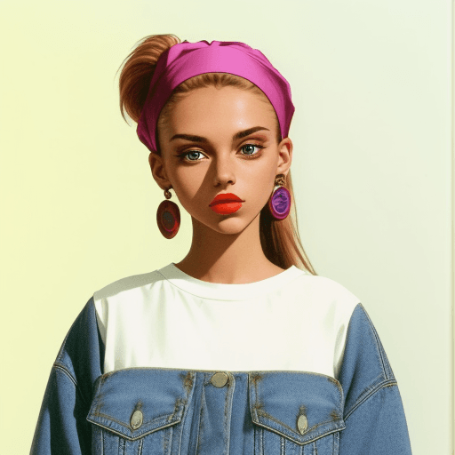 AI generated: woman head wearing the 90s fashion clothes

