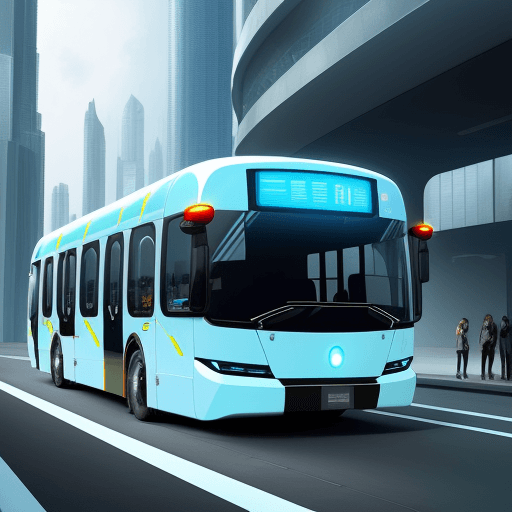 AI generated: A Futuristic Designed new concept of a citybus , like it is created in the year 3033 