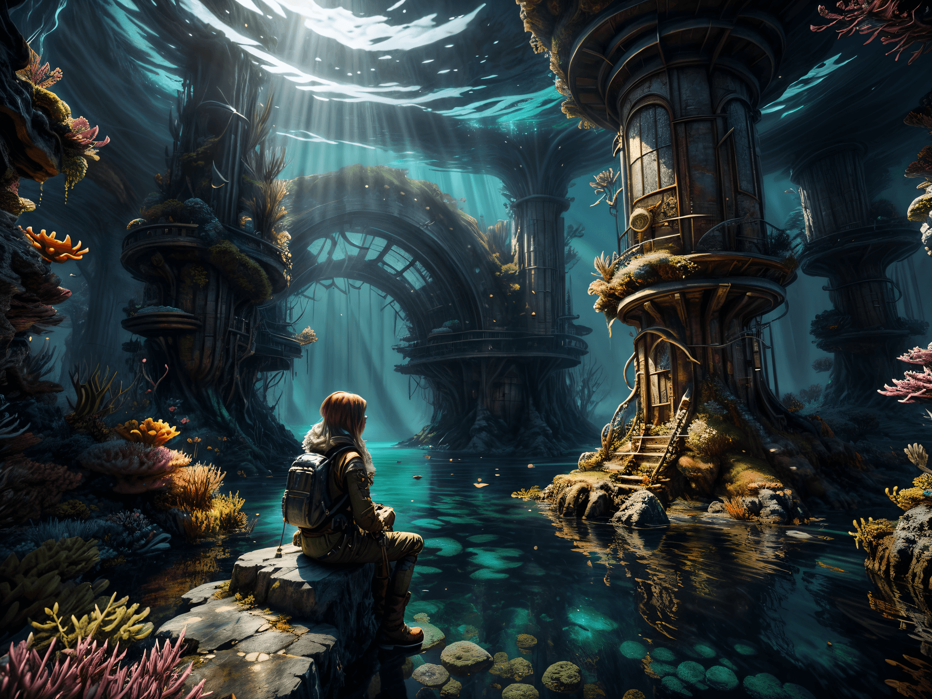 AI generated: ethereal fantasy concept art of Masterpiece,Best Quality Model shoot of Nordic Atlantean Woman, Lost...