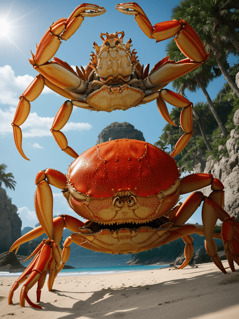 AI generated: portrait of a giant crab summoned, 8k full HD, low angle, unreal engine 5, cinematic, masterpiece, i...
