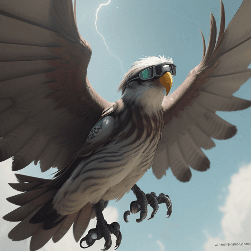 AI generated: Photo of a ultra realistic Swoop the Miami University mascot, wearing a world war one flying cap wit...
