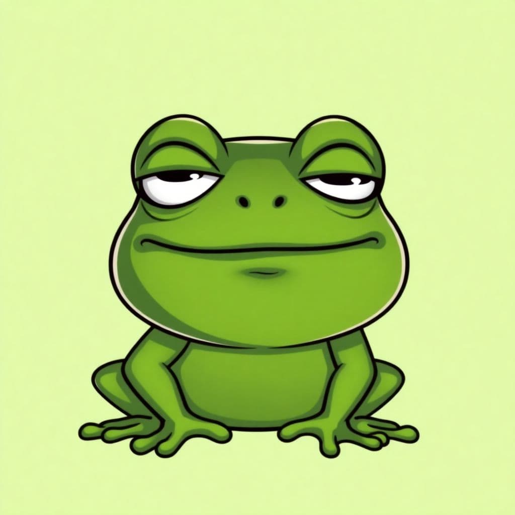 AI generated: A humorous and meme-style NFT profile picture featuring a smug, anthropomorphic dark green frog char...