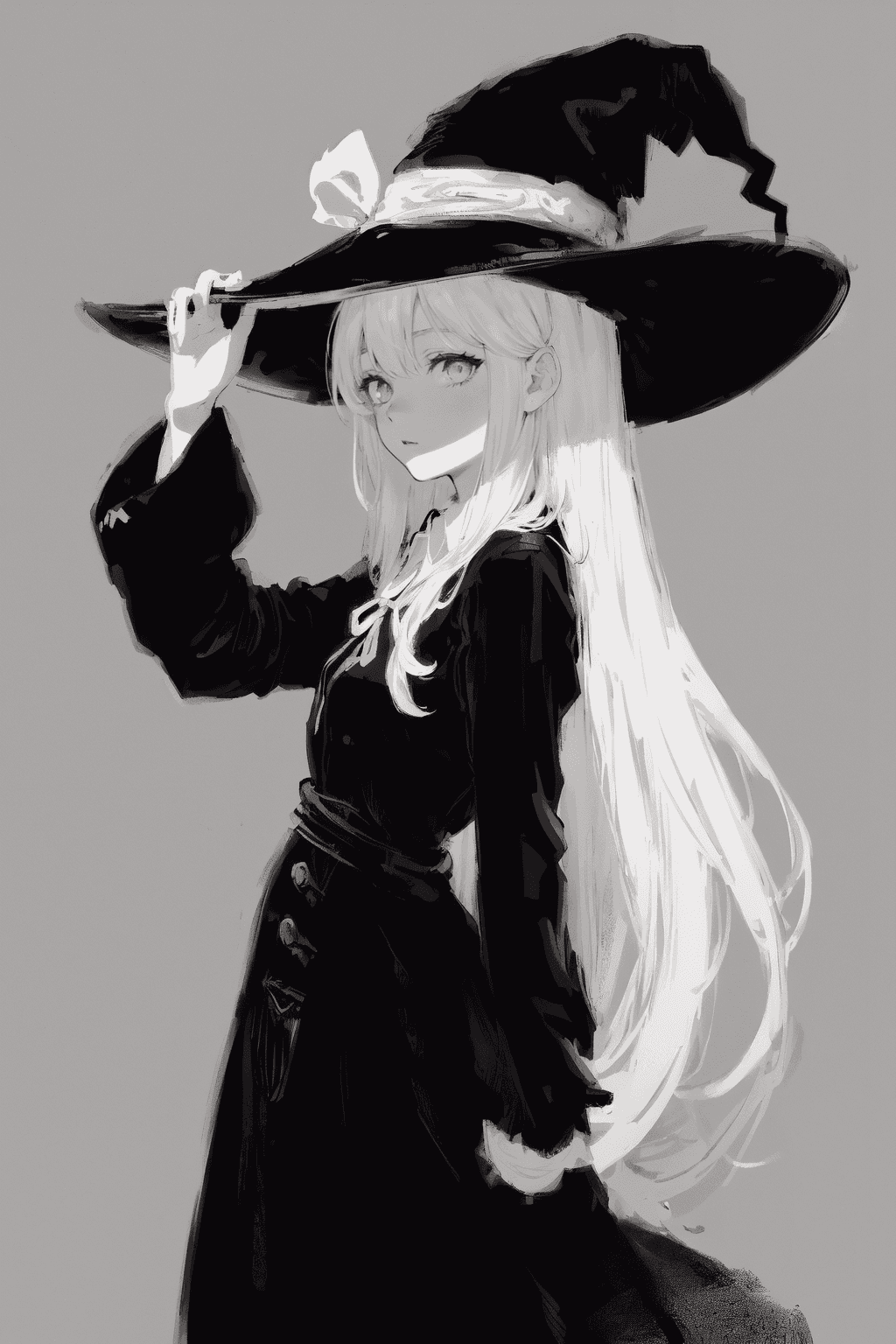 AI generated: from side,looking at viewer, looking at viewer,illustration, line drawing, black and white. viewfind...
