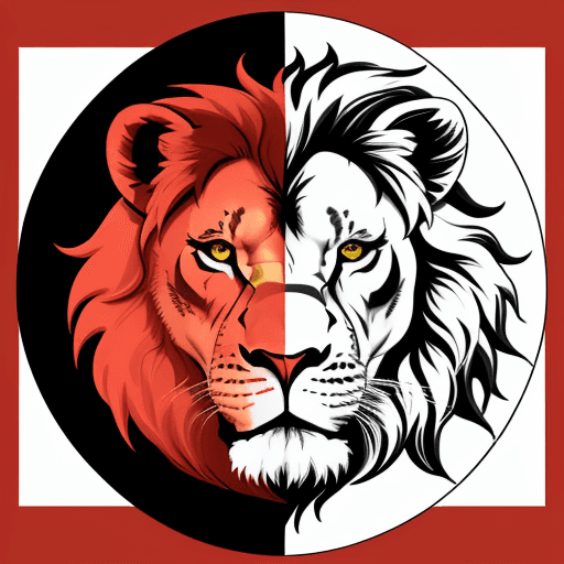 AI generated: logo for a football club in Red, black and white. With a Lion 
