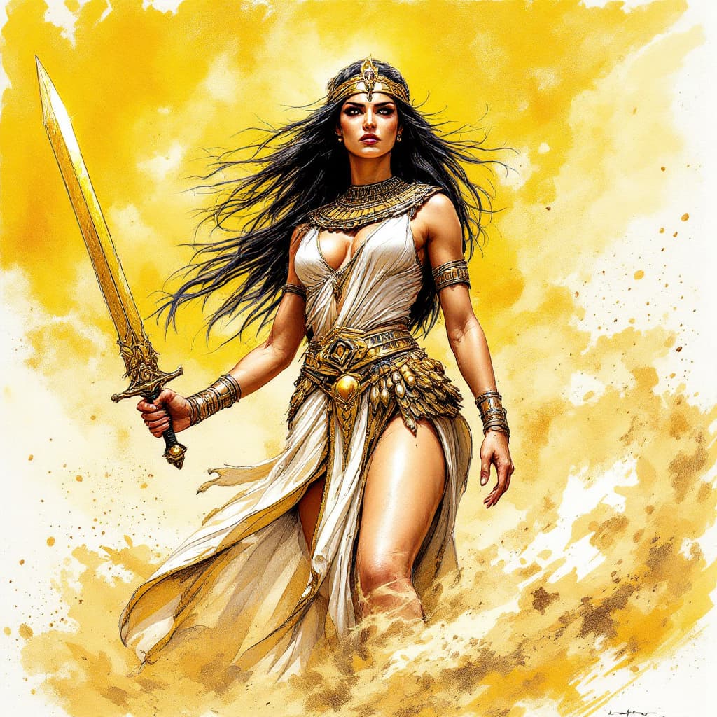 AI generated: "Hand-drawn sketch with ultra-detailed lines, Boris Vallejo's dynamic and energetic style, with a gr...