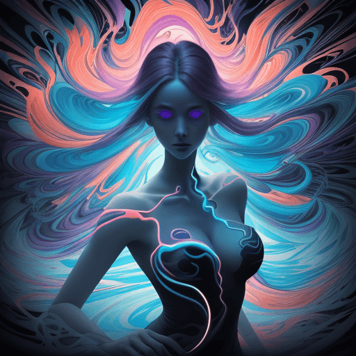 AI generated: Abstract drawing, the woman's silhouette barely perceptible, holding a key in her hand, soft ghostly...