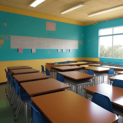 AI generated: decoracion de aula de secundaria