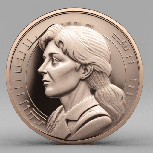 AI generated: Design a 3D rendered realistic  commemorative digital coin for Jabel Foundation with a broken ring a...