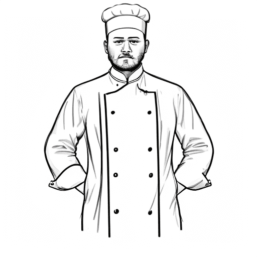 AI generated: A drawing of a chef's jacket in one-line drawing, figure outline only, single line, simple, in the s...