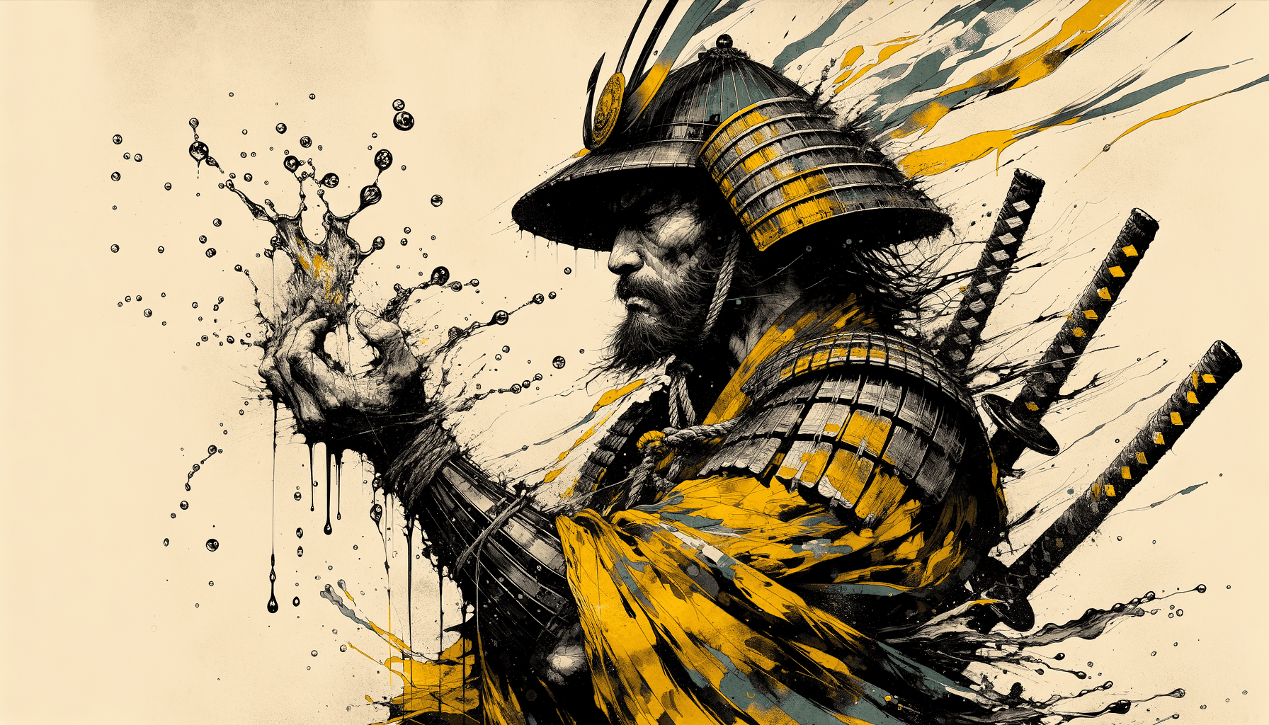 AI generated: Paint drip, yellow and brown