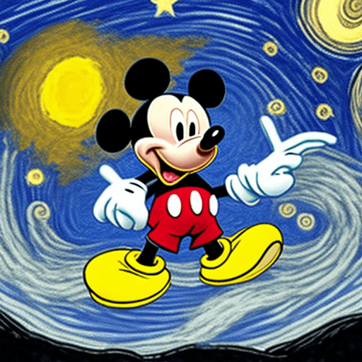AI generated: Mickey Mouse in the style of Starry Night, logo