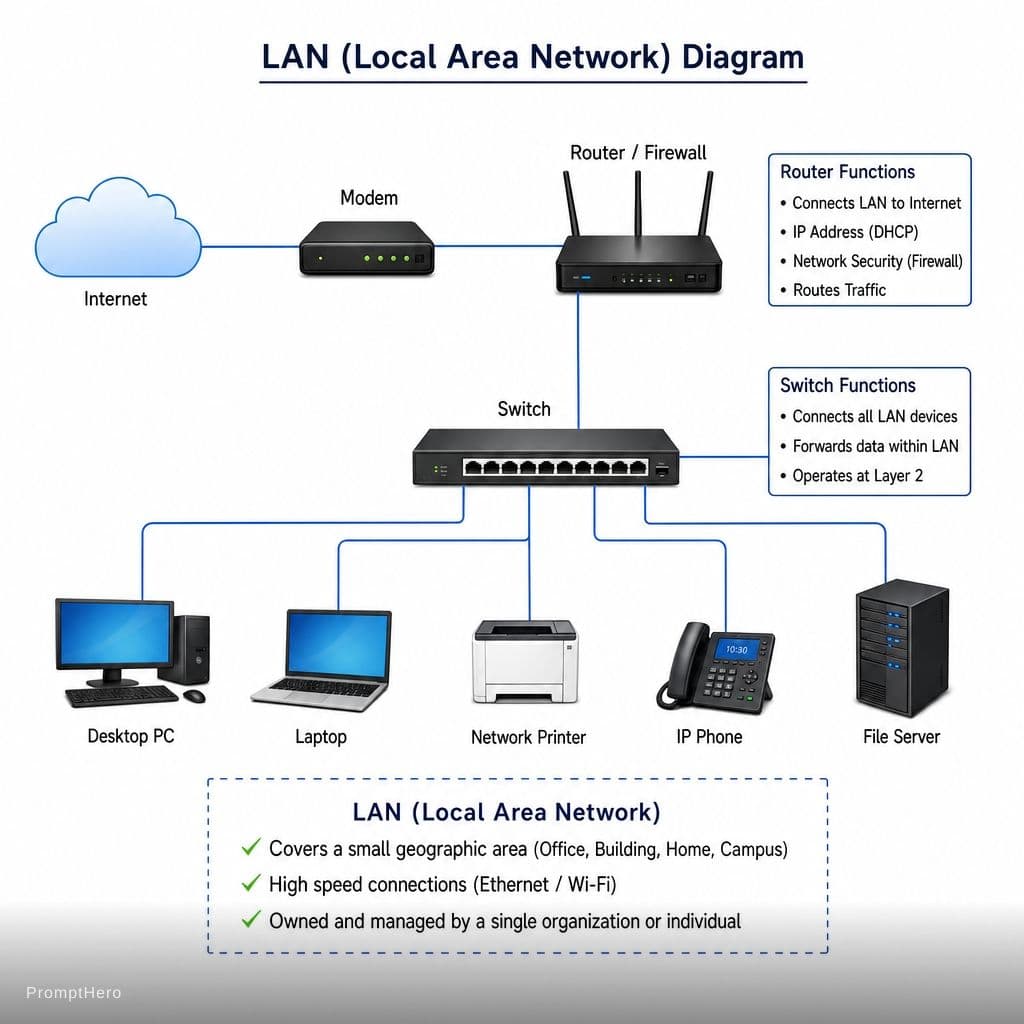 AI generated: LAN Network diagram ?