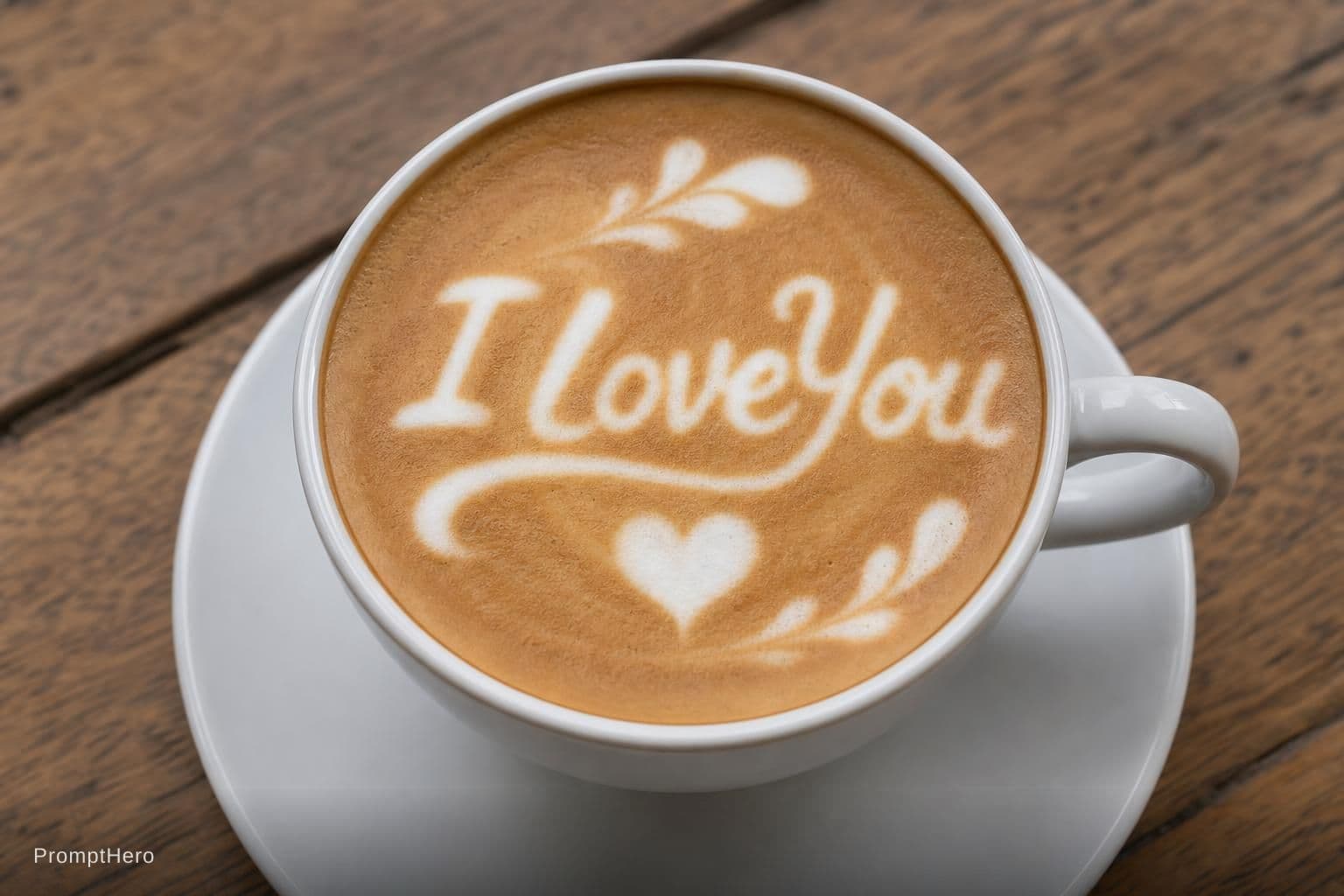 AI generated: a shot of coffee latte with art that wrote
 "I LoveYou"