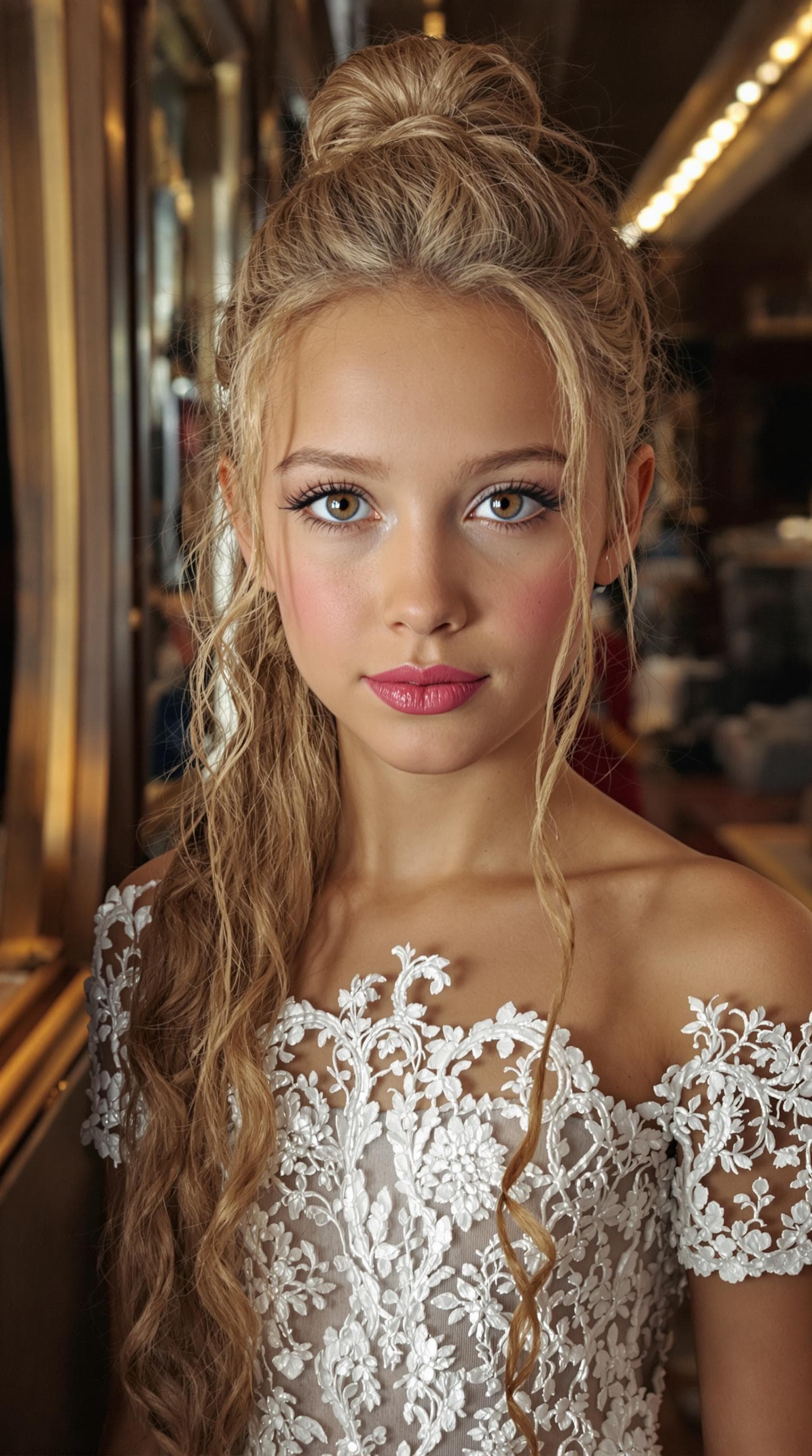 AI generated: a professional photo of a exceptionally beautiful girl aboard the Queen Mary (age 7), (seven year ol...