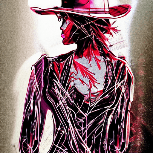 AI generated: visual stunning photo of a female cowboy| cowboy western setting,  centered| key visual| intricate| ...