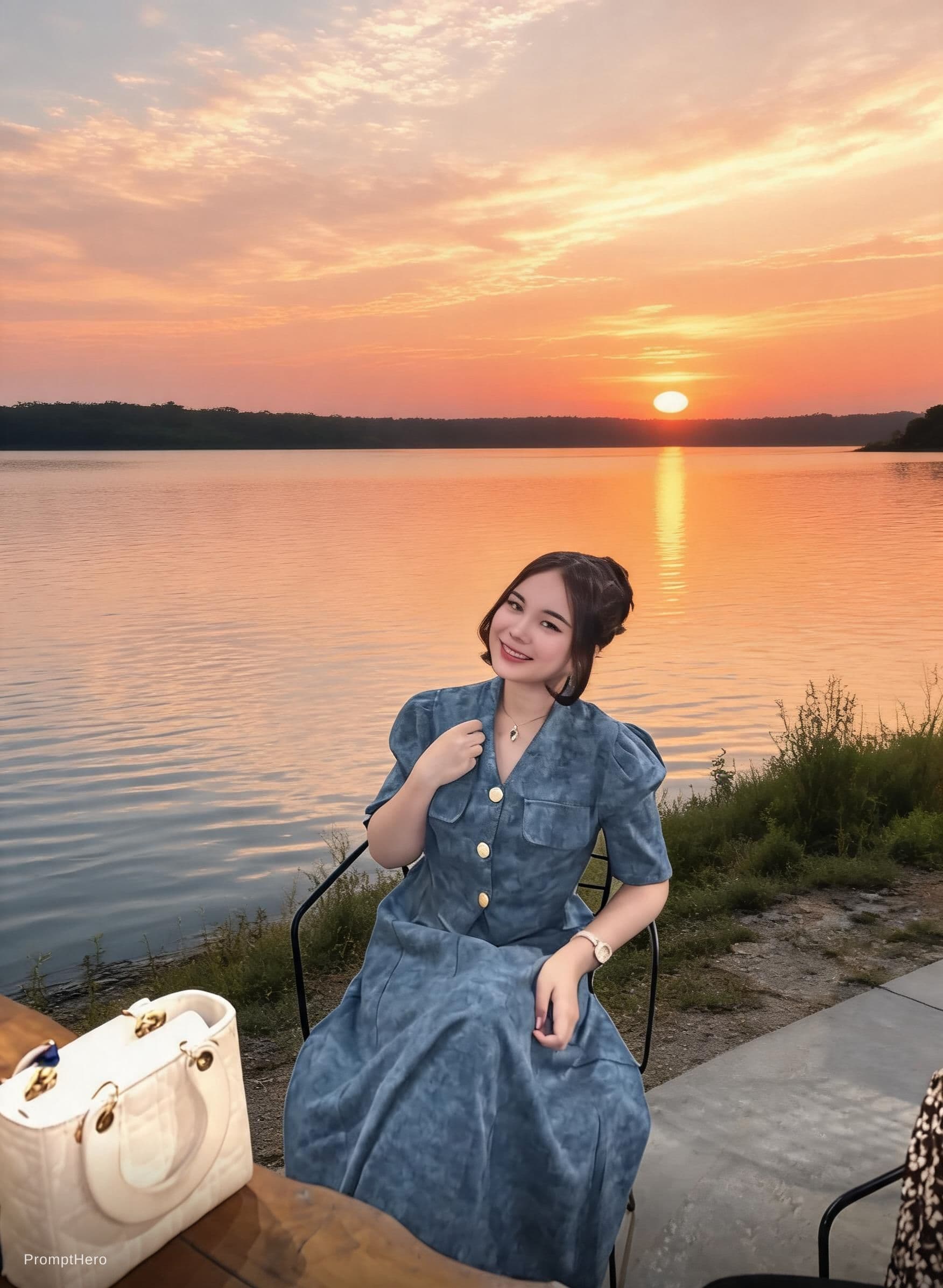 AI generated: A beautiful sunset on a lake