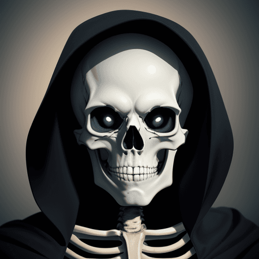 AI generated: skeleton face using cape