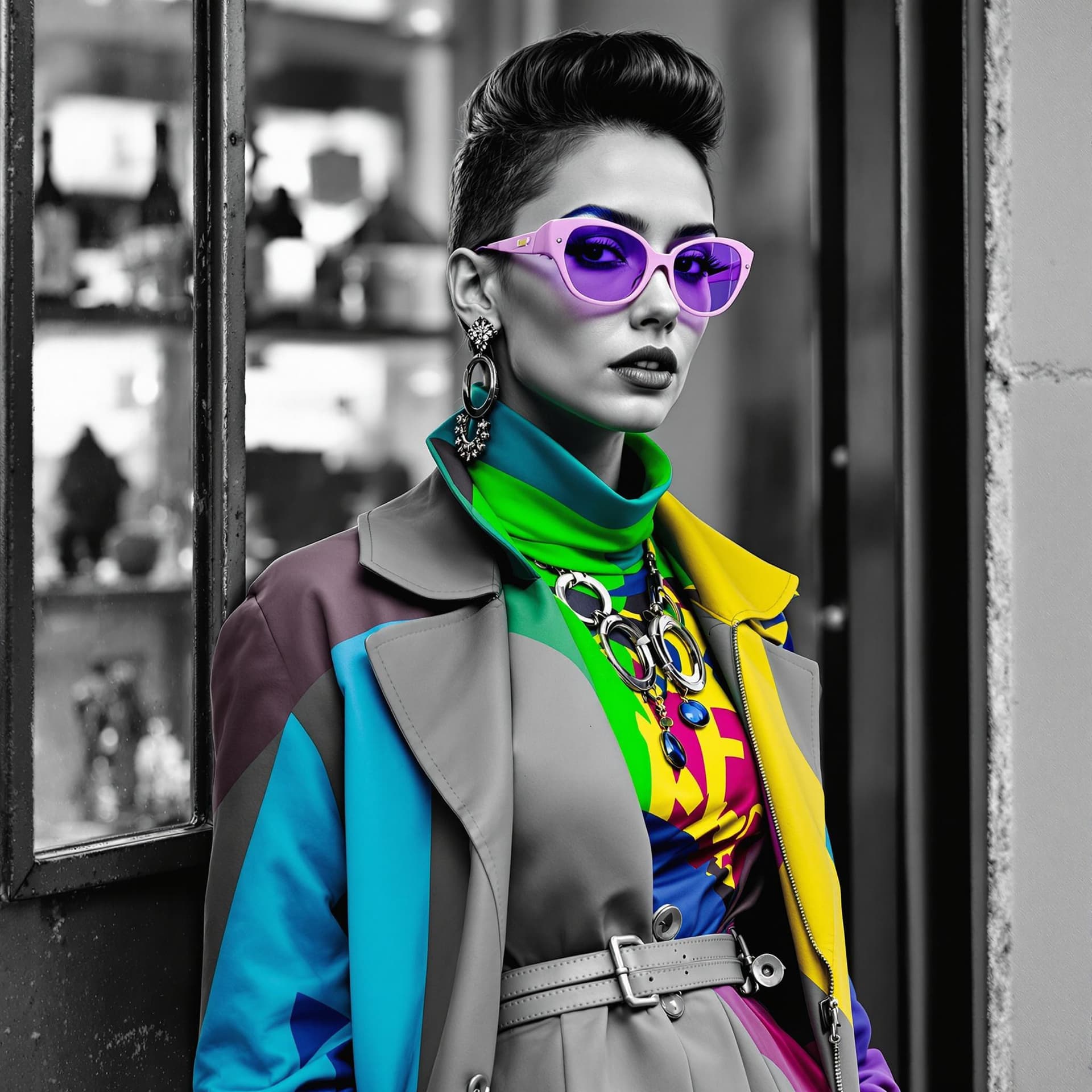 AI generated: A photograph of a fashionable woman with her head visible, wearing a stylish and elegant outfit. The...
