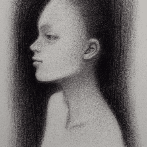 AI generated: graphite pencil drawing, simple, woman's face, beauty, side view, by Odilon Redon --ar 1:2 --stylize...
