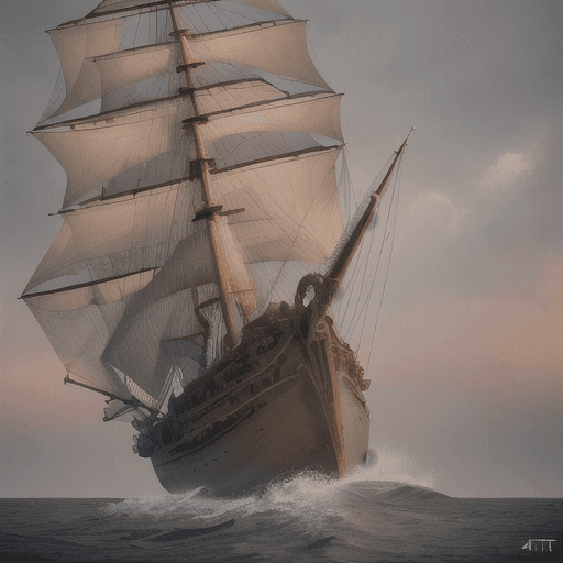 AI generated: Photo of a ultra realistic sailing ship, dramatic light, pale sunrise, cinematic lighting, battered,...