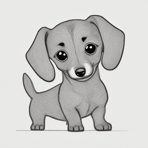 AI generated: A drawing of a mini dachshund dog in one-line drawing, figure outline only, single line, simple, in ...