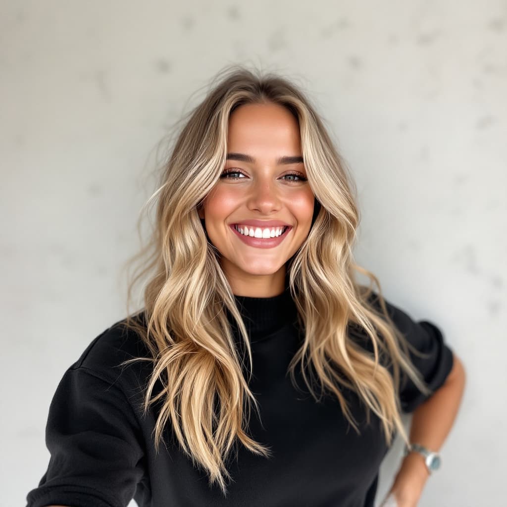 AI generated: Instagram photo, jennifer lawrence smiling, in the style of social media influencers, 21-25 years ol...